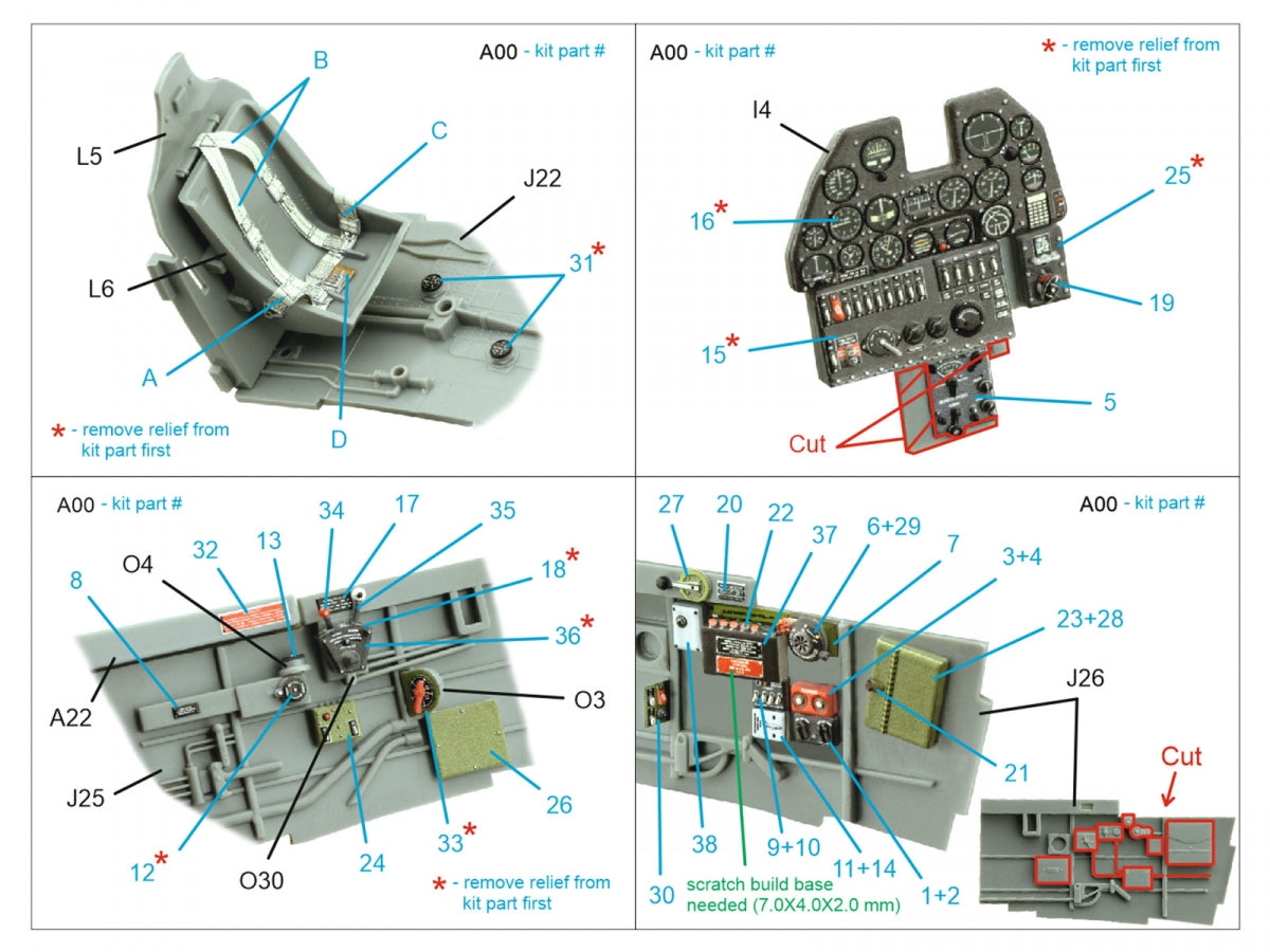 Quinta Studio QD32220 P-40N late 3D-Printed colored Interior on decal paper (Hasegawa/Eduard) 1/32 – image 2