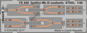 Eduard FE840 Spitfire Mk. IX seatbelts STEEL EDUARD 1/48