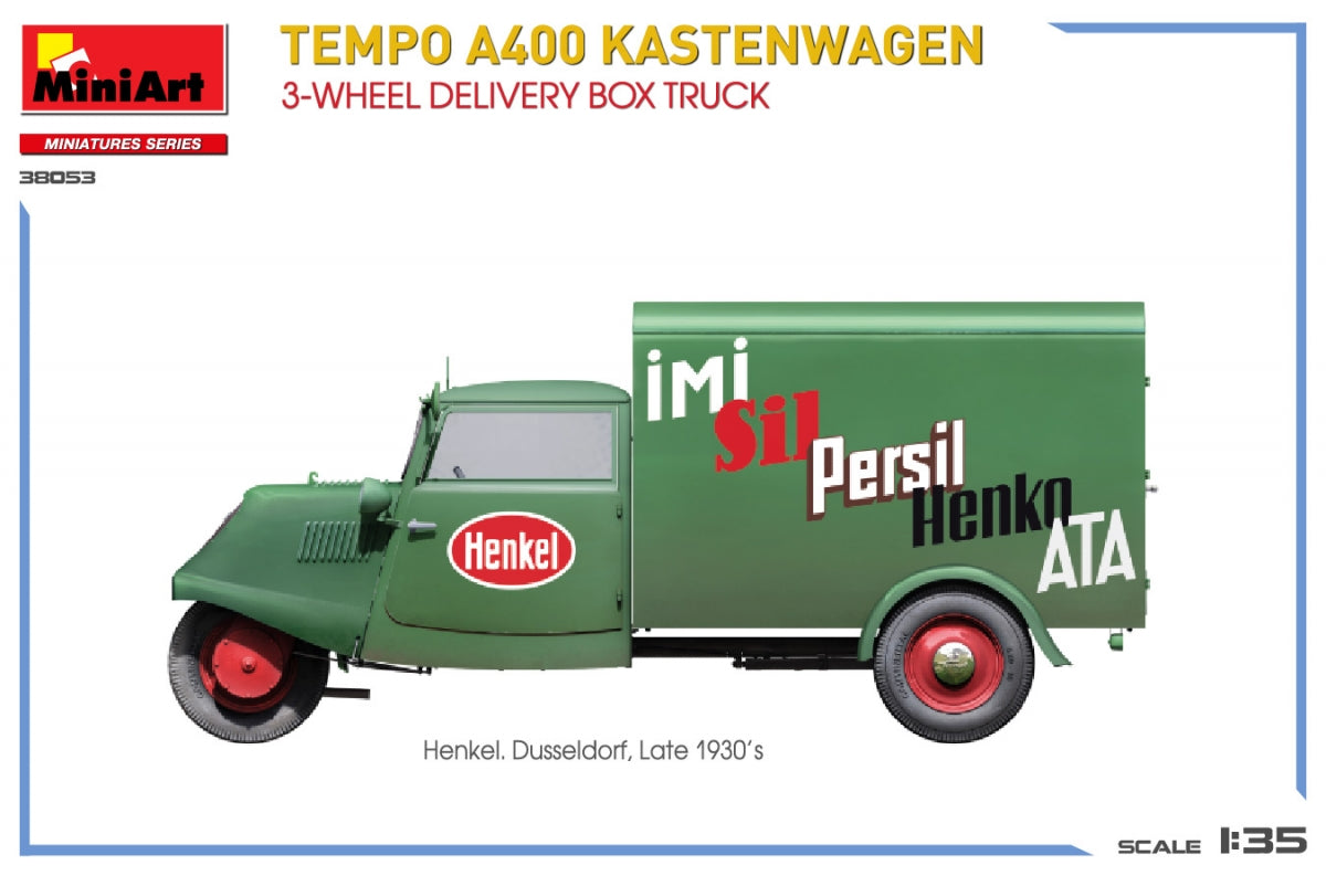 MiniArt 38053 TEMPO A400 KASTENWAGEN 3-WHEEL DELIVERY BOX TRUCK 1/35 – zdjęcie 8