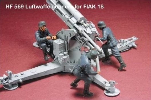 Hobby Fan HF569 Mitrailleur de la Luftwaffe pour Flak 18, 3 figurines, échelle 1/35