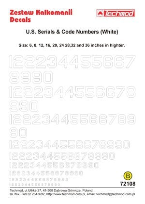 Techmod 72108 - US Serial &amp;amp; Code Numbers (1/72) – image 2