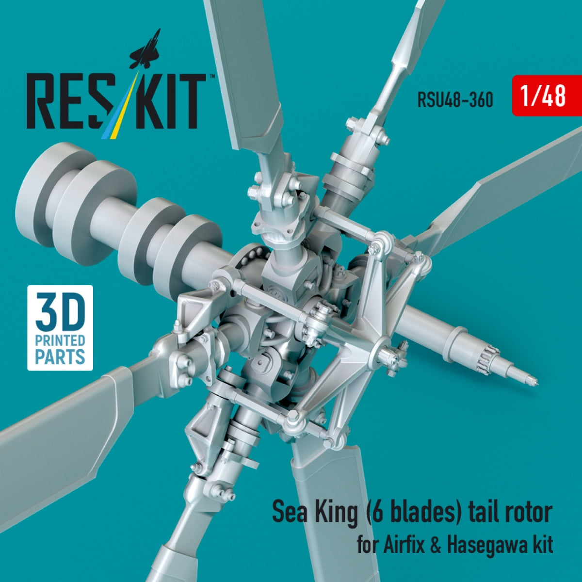 RESKIT RSU48-0360 Sea King (6 blades) tail rotor for Airfix &amp;amp; Hasegawa kit (3D printed) 1/48 – immagine 3