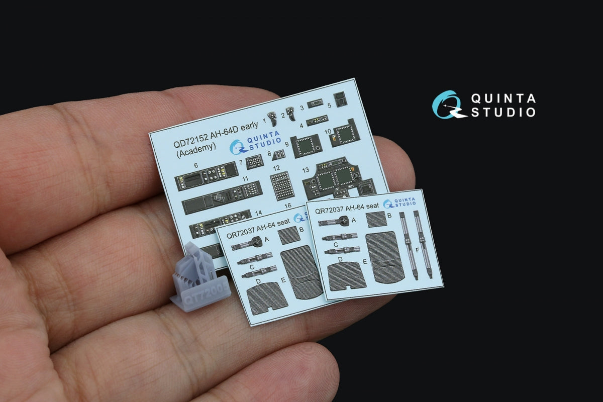 Quinta Studio QD+72152 AH-64D early 3D-Printed colored Interior on decal paper (Academy)(with 3D-printed resin part) 1/72 – image 3