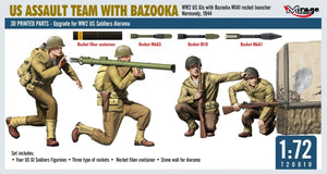Mirage Hobby 720010 US ASSAULT TEAM WITH BAZOOKA, WW2 US GIs with Bazooka M1A1 Rocket Launcher Normandy, 1944 1/72