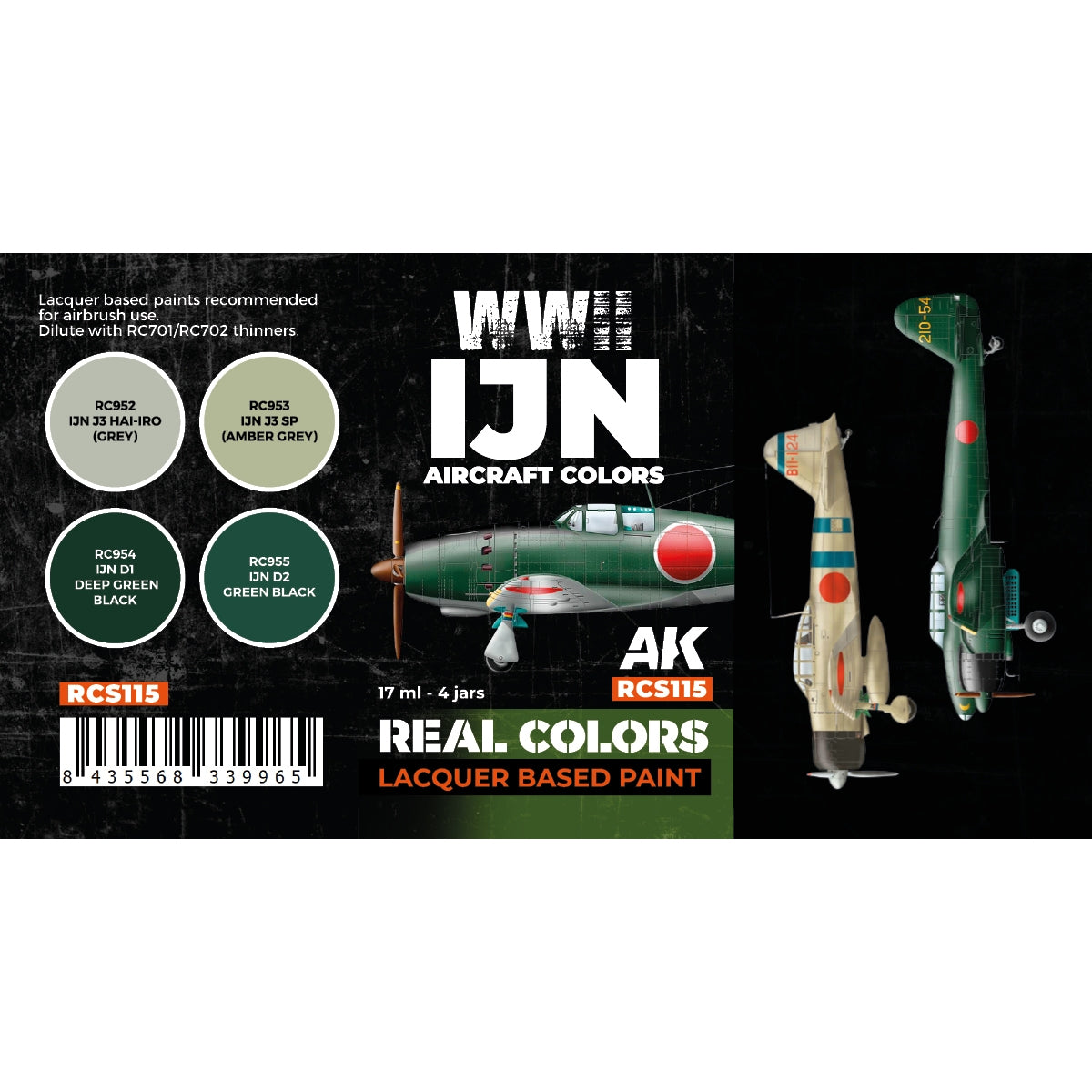 AK Interactive RCS115 WWII IJN Aircraft Colors 4x17ml – zdjęcie 2