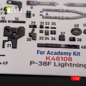 KELIK K48108 P-38F &amp;quot;Lightning&amp;quot; - interior 3D decals for Academy kit 1/48 – immagine 5