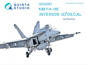 Quinta Studio QD32067 F/A-18E 3D-Printed &amp;amp; colored Interior on decal paper (for Revell kit) 1/32