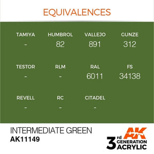 AK Interactive AK11149 INTERMEDIATE GREEN – STANDARD 17ml – zdjęcie 3