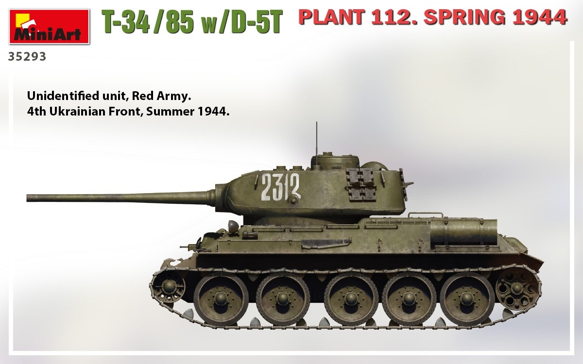 MiniArt 35293 T-34/85 w/D-5T PLANT 112. SPRING 1944 1/35 – zdjęcie 5