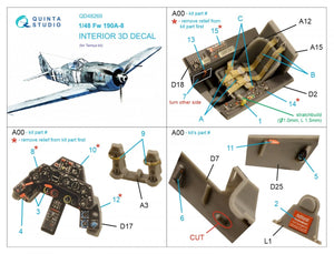 Quinta Studio QD48269 Fw 190A-8 3D-Printed &amp;amp; colored Interior on decal paper (Tamiya) 1/48 – image 5