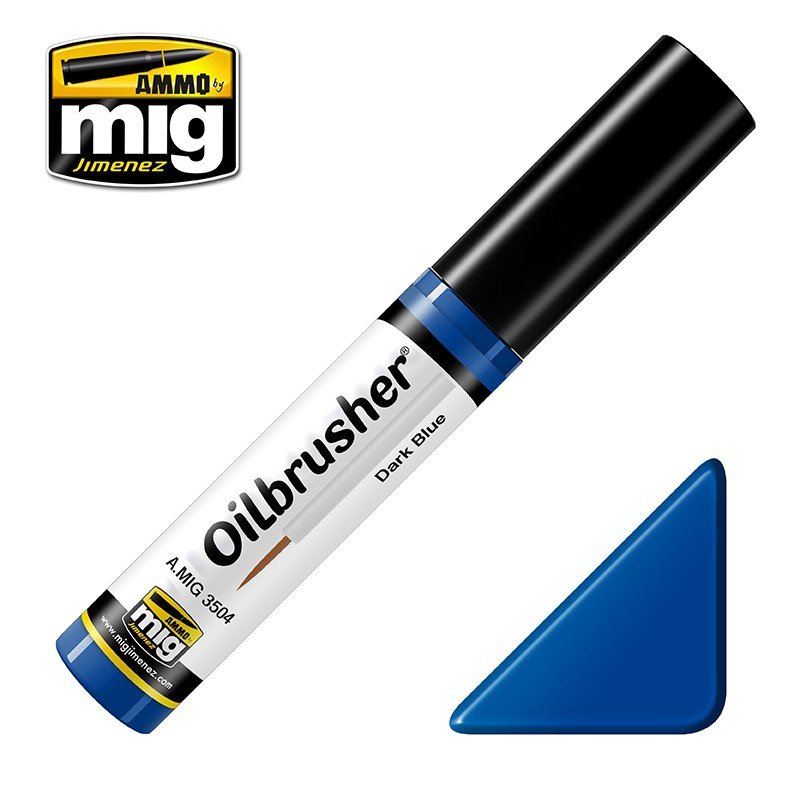 AMMO of Mig Jimenez 3504 Oilbrusher DARK BLUE - farba olejna z pędzelkiem