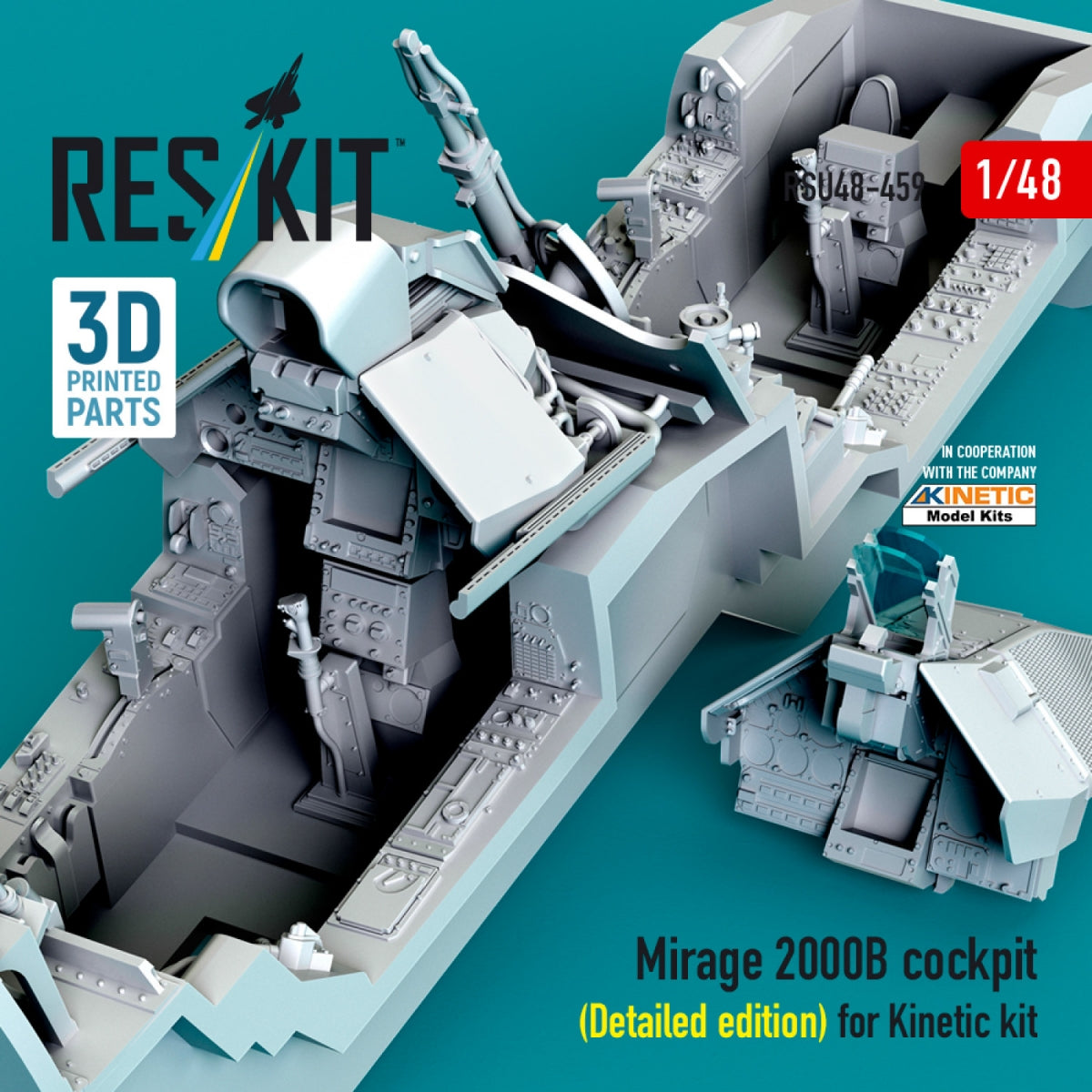 RESKIT RSU48-0459 Mirage 2000B cockpit (Detailed edition) for Kinetic kit (3D Printed) 1/48