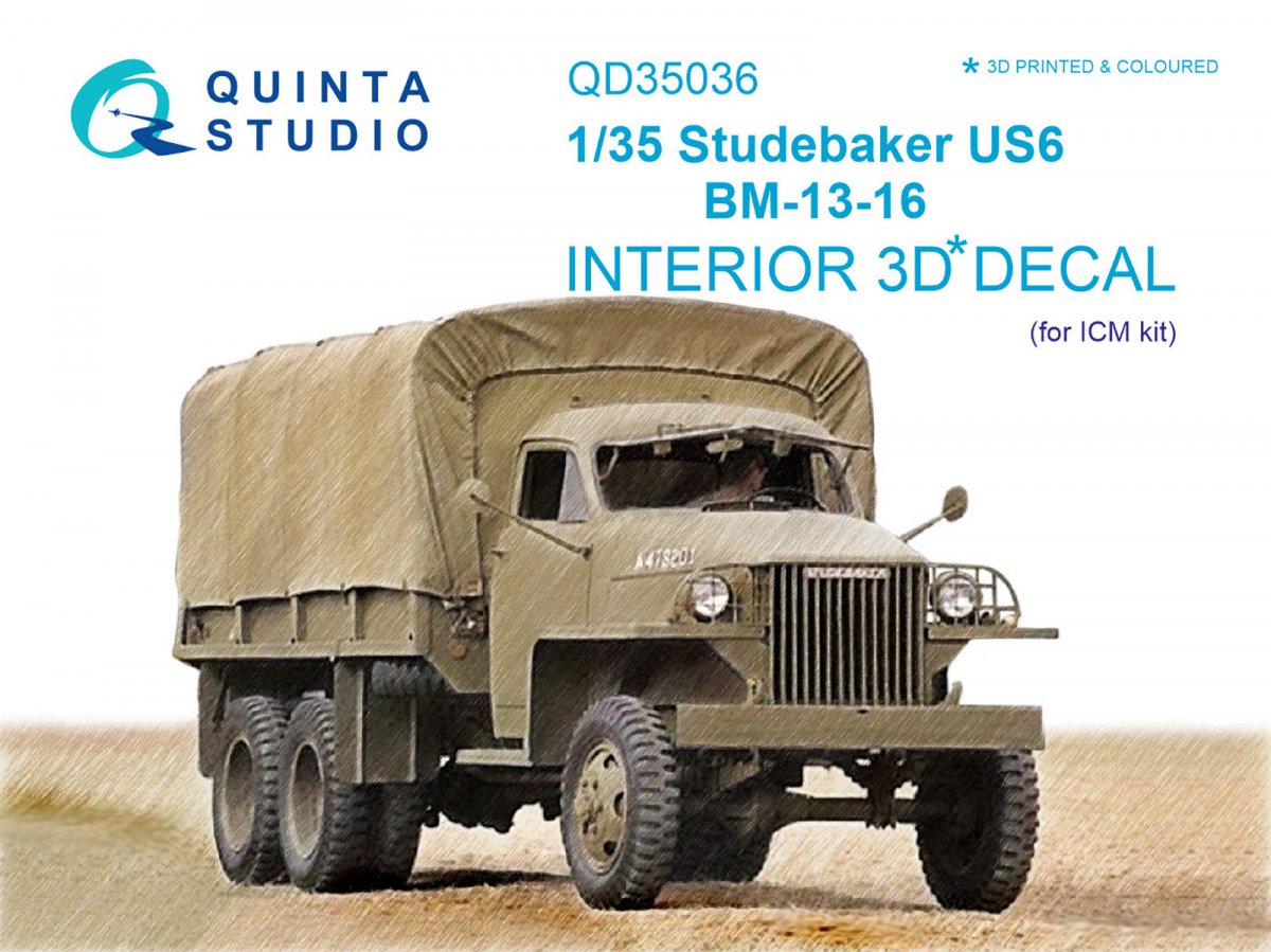 Quinta Studio QD35036 Studebaker US6 3D-Printed &amp;amp; coloured Interior on decal paper (for ICM kit) 1/35