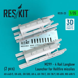 RESKIT RS35-0023 M299 - 4 RAIL LONGBOW LAUNCHER FOR HELLFIRE MISSILES (2 PCS) 1/35