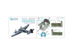 Quinta Studio QDS-72196 Bristol Beaufighter Mk.I 3D-Printed &amp;amp; colored Interior on decal paper (Hasegawa/MPM/Hobby2000) (small version) 1/72 – image 2