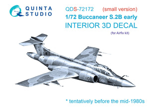 Quinta Studio QDS-72172 Blackburn Buccanneer S.2B Early 3D-Printed &amp;amp; coloured Interior on decal paper (Airfix) (small version) 1/72