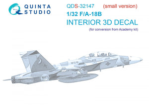 Quinta Studio QDS-32147 F/A-18B Early 3D-Printed &amp;amp; coloured Interior on decal paper (Academy) (Small version) 1/32