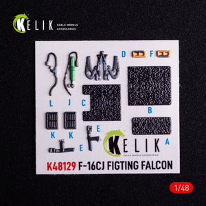 Kelik K48129 F-16CJ - interior 3D decals for Hasegawa kit 1/48
