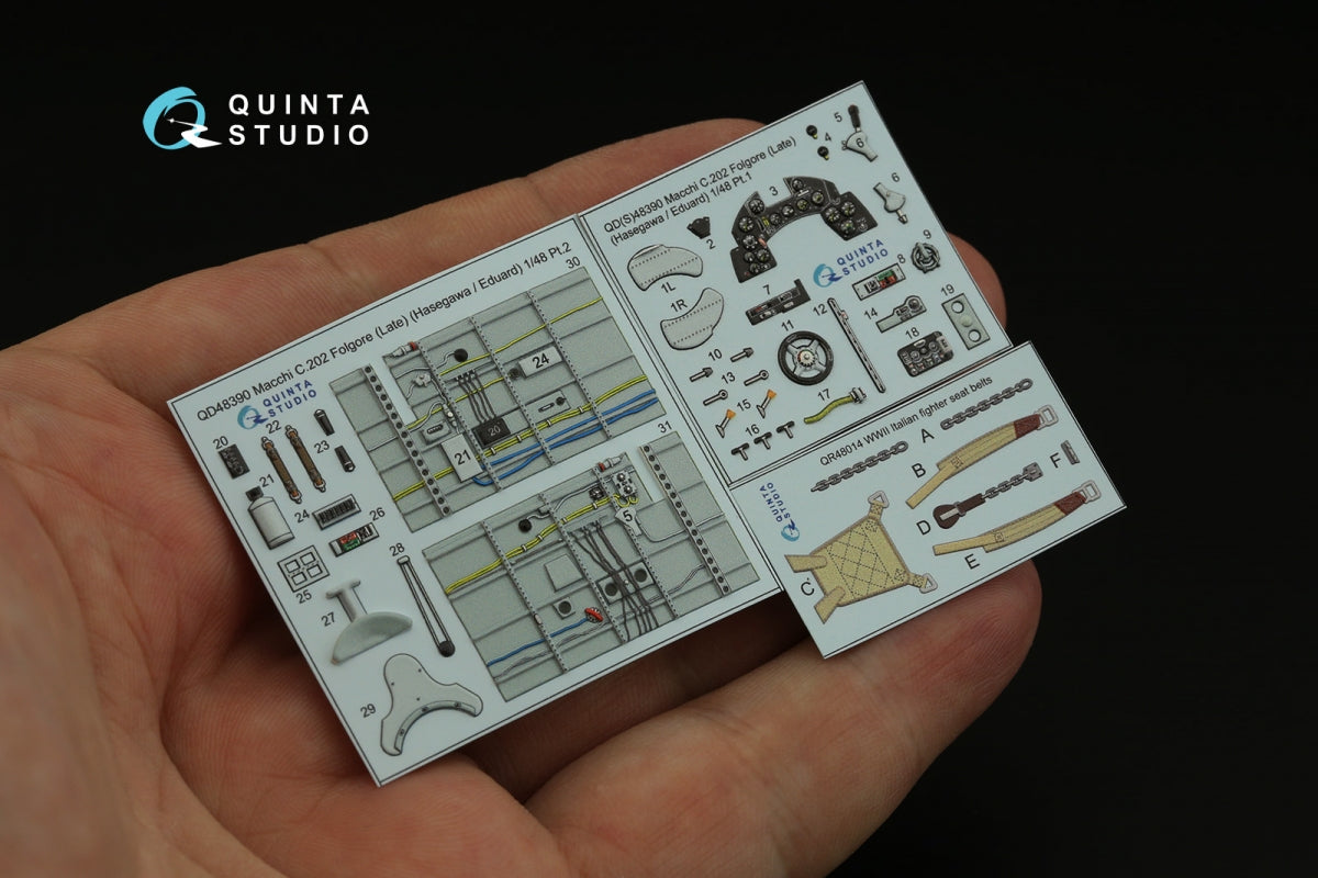 Quinta Studio QD48390 Macchi C.202 Folgore Late 3D-Printed &amp;amp; coloured Interior on decal paper (Hasegawa/Eduard) 1/48 – immagine 3
