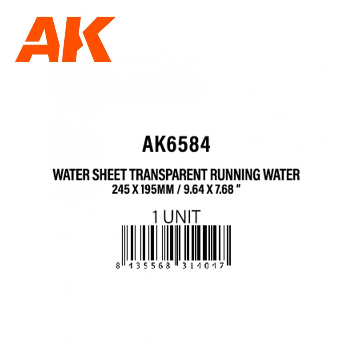 AK Interactive AK6584 WATER SHEET TRANSPARENT RUNNING WATER 245 X 195MM / 9.64 X 7.68 “ – TEXTURED ACRYLIC SHEET – 1 UNIT – zdjęcie 3
