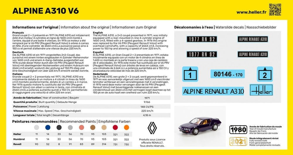 Heller 56146 Starter Kit - Alpine A310 V6 1/43 – zdjęcie 2