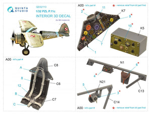 Quinta Studio QD32113 PZL P.11c 3D-Printed &amp;amp; coloured Interior on decal paper (IBG model) 1/32 – zdjęcie 2