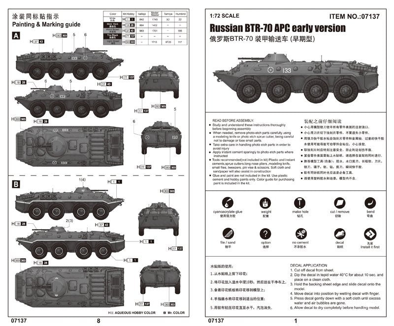 Trumpeter 07137 Russian BTR-70 APC early version 1/72 – image 2