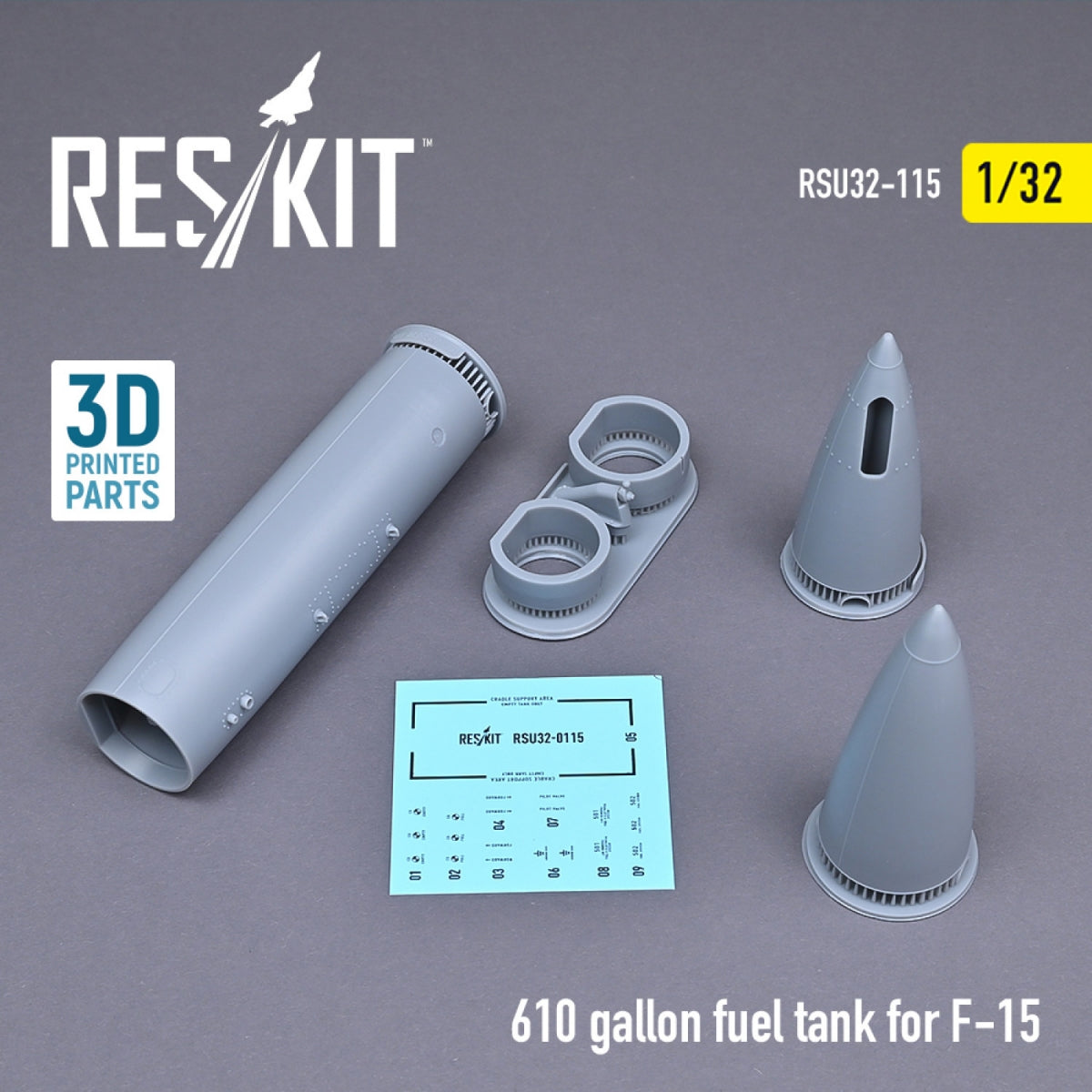 Réservoir de carburant RESKIT RSU32-0115 de 610 gallons pour F-15 (1 pièce) (imprimé en 3D) 1/32 – image 2