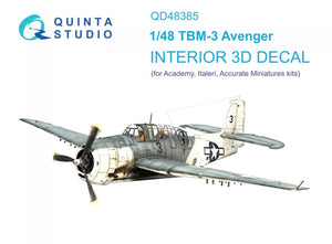 Quinta Studio QD48385 TBM-3 Avenger 3D-Printed &amp;amp; colored Interior on decal paper (Accurate miniatures/Academy) 1/48