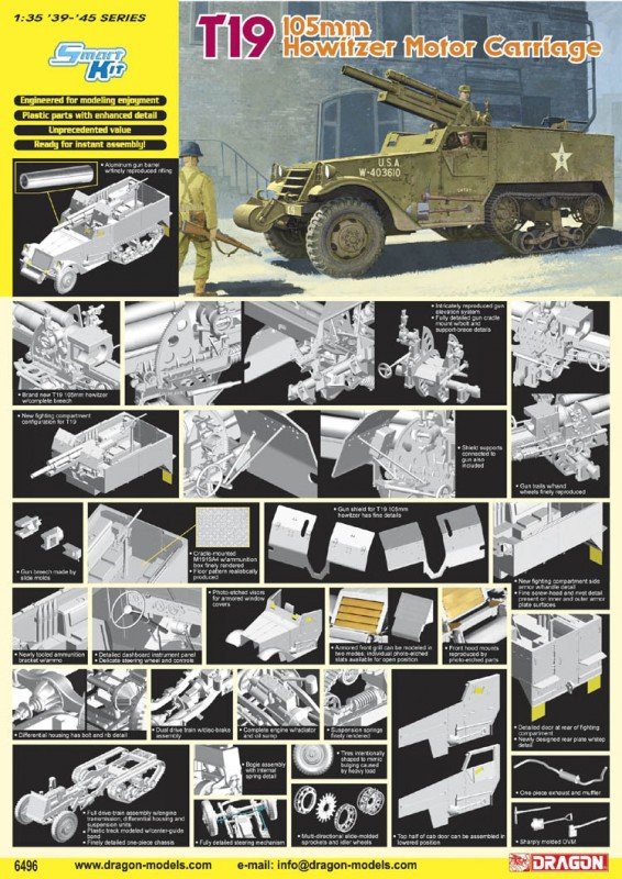 Dragon 6496 T19 105mm Howitzer Motor Carriage 1/35
