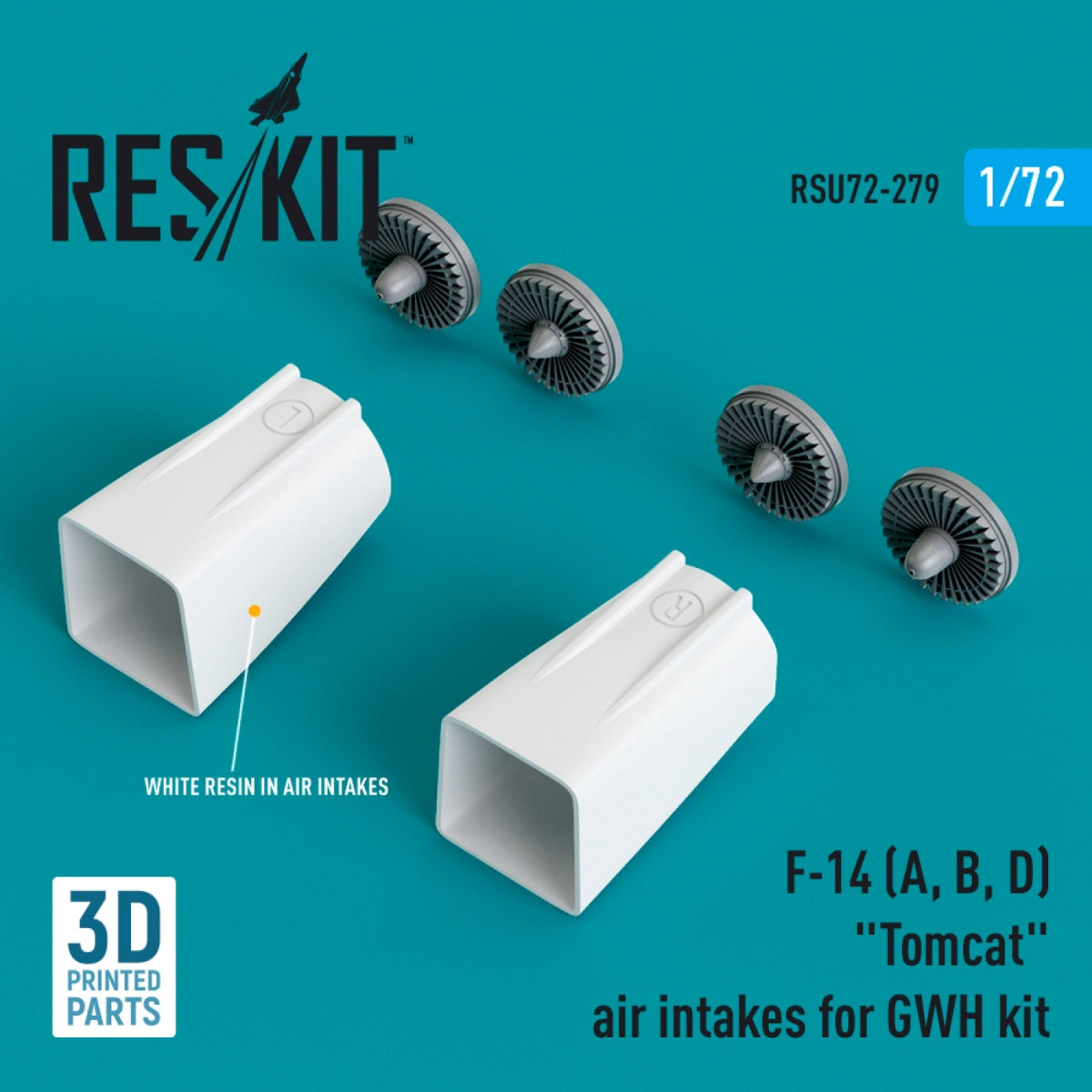 RESKIT RSU72-0279 F-14(A, B, D) "Tomcat" air intakes for GWH kit (3D Printed) 1/72