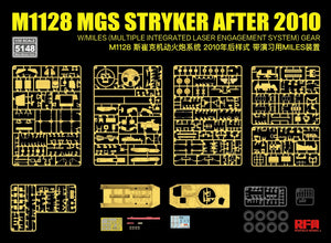 Rye Field Model 5148 M1128 MGS Stryker After 2010 with 3D Printed Gun Barrel w/ Miles (Multiple Integrated Laser Engagement System) Gear 1/35