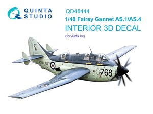 Quinta Studio QD48444 Fairey Gannet AS.1_AS.4 3D-Printed colored Interior on decal paper (Airfix) 1/48