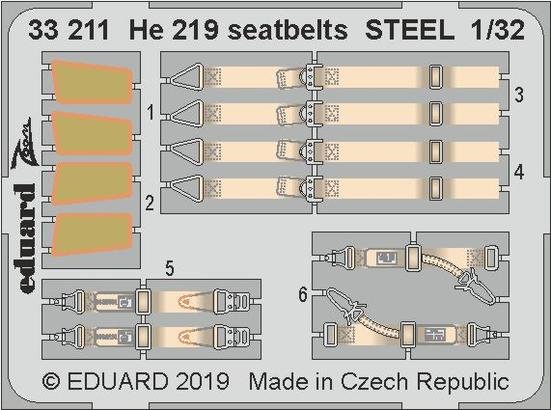 Eduard 33211 He 219 seatbelts STEEL 1/32 REVELL