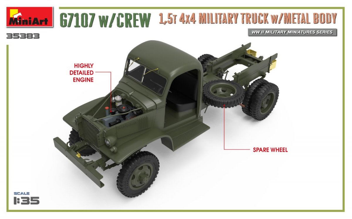 MiniArt 35383 G7107 w/CREW 1.5t 4X4 CARGO TRUCK w/METAL BODY 1/35 – image 9
