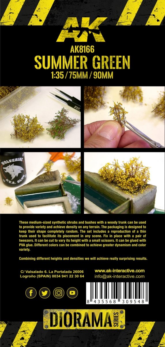 AK Interactive AK8166 SUMMER GREEN SHRUBBERIES 75MM / 90MM 1/35 – zdjęcie 3