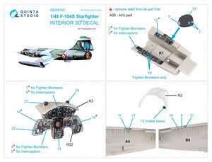 Quinta Studio QD48150 F-104S 3D-Printed &amp;amp; colored Interior on decal paper (Hasegawa) 1/48 – image 5