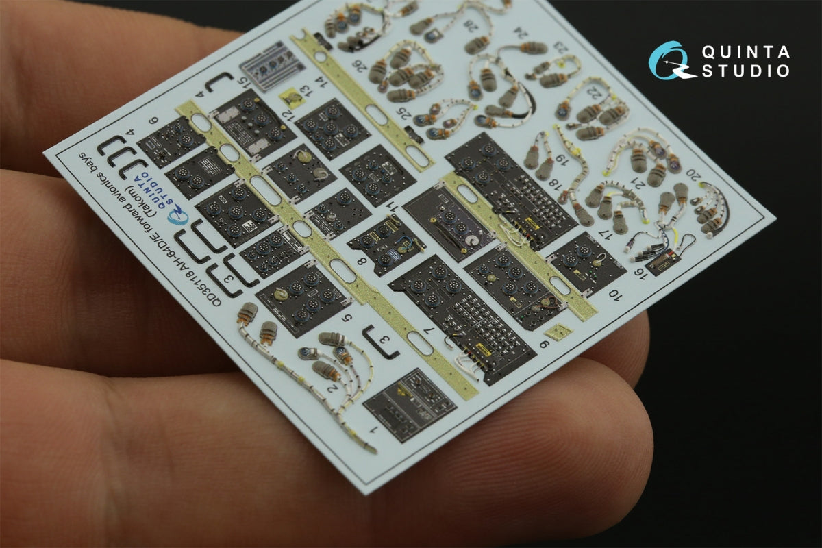 Quinta Studio QD35118 AH-64D Extended forward avionics bays 3D-Printed &amp;amp; colored Interior on decal paper (Takom) 1/35 – image 4