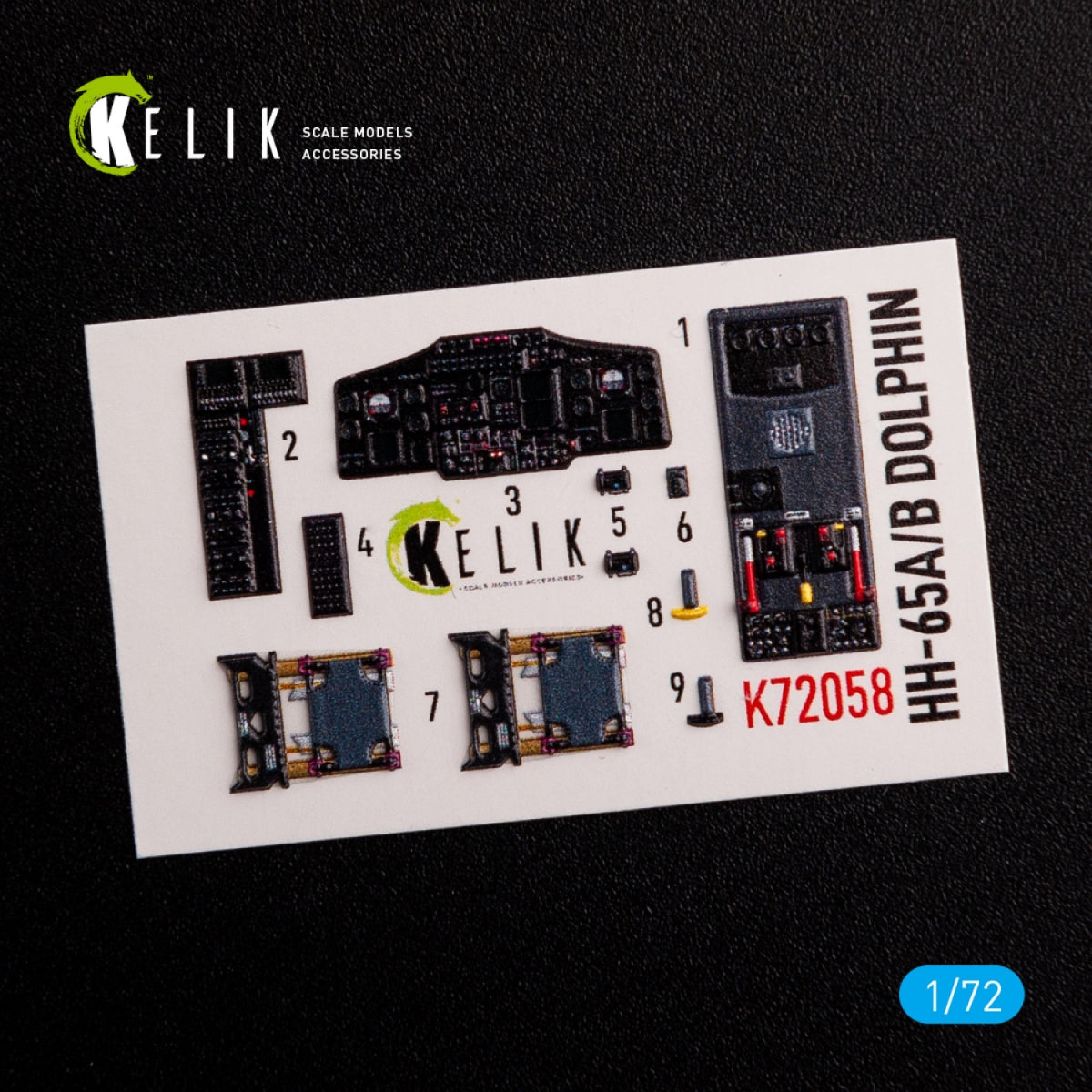 KELIK K72058 HH-65A/B Dolphin interior 3D decals for Dream Model kit 1/72 – zdjęcie 3