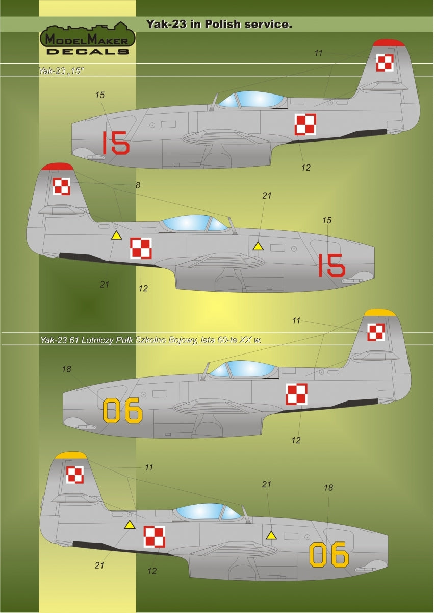 ModelMaker Decals D48019 Yak-23 in Polish service 1/48 – zdjęcie 5