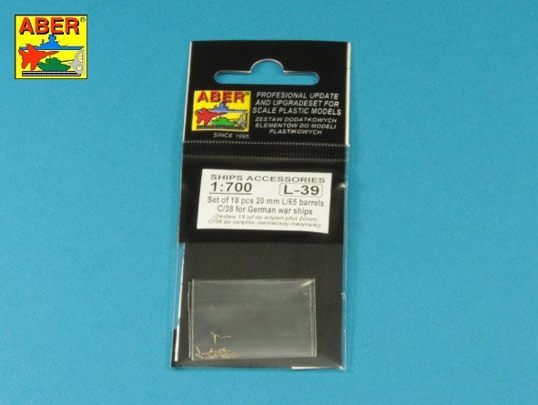 Aber 1/700L-39 Set of 18 pcs 20 mm L/65 C/38 gun barrels for German war ships 1/700 – zdjęcie 3
