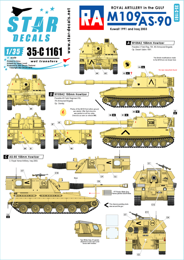 Star Decals 35-C1161 Artillerie royale dans le Golfe 1/35