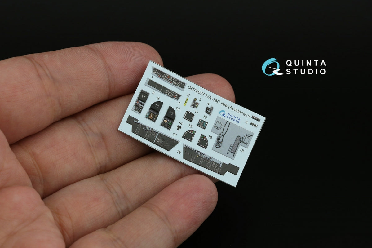 Quinta Studio QD72077 F/A-18C late 3D-Printed &amp;amp; coloured Interior on decal paper (Academy) 1/72 – zdjęcie 3
