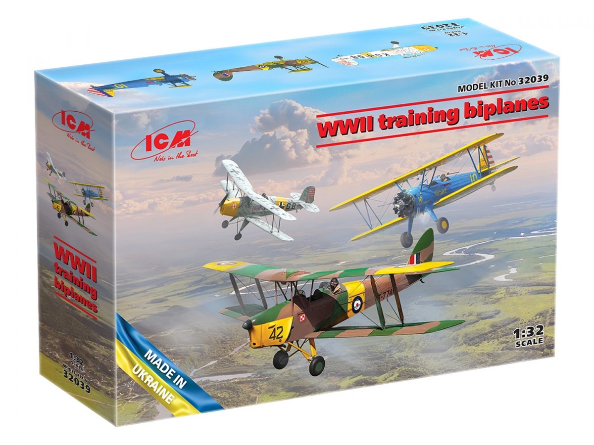 ICM 32039 WWII training biplanes Bucker Bu 131D, DH.82A Tiger Moth, Stearman PT-17 1/32 – zdjęcie 2