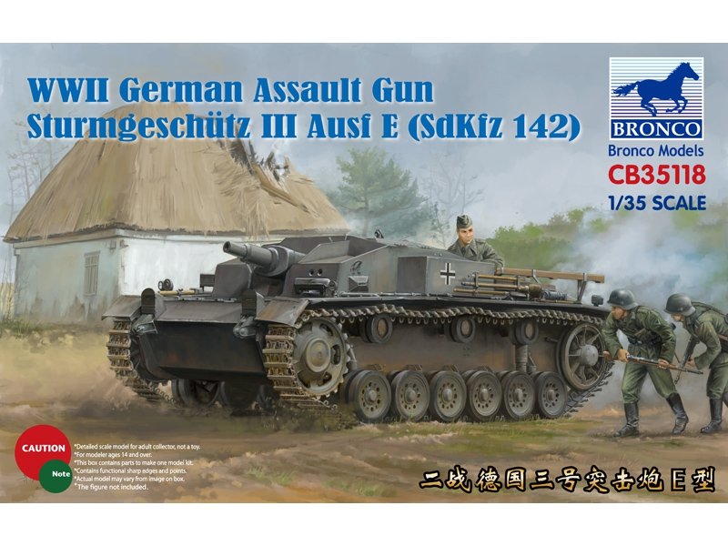 Bronco CB35118 Pistolet d'assaut allemand de la Seconde Guerre mondiale Sturmgeschutz III Ausf E (SdKfz 142) 1/35