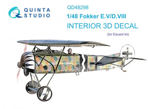Quinta Studio QD48298 Fokker EV-DVIII 3D-Printed &amp;amp; colored Interior on decal paper (Eduard) 1/48