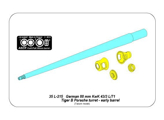 Aber 35L-214 Barrel for German 8,8cm Kw.K 43 (L/71) gun used on Tiger B Porsche turret-early 1/35 – image 6