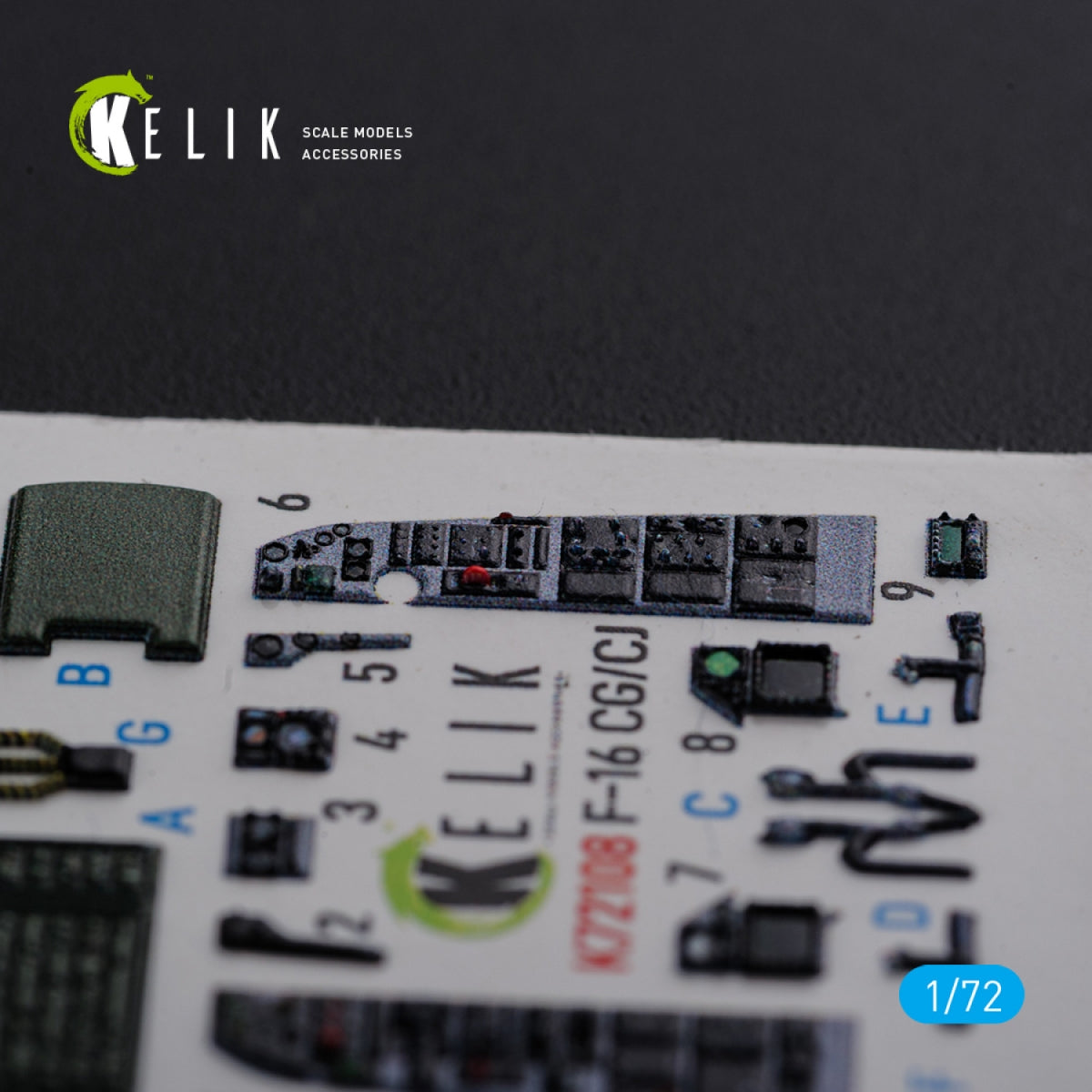 KELIK K72108 F-16 CG/CJ interior 3D decals for Academy kit 1/72 – zdjęcie 2