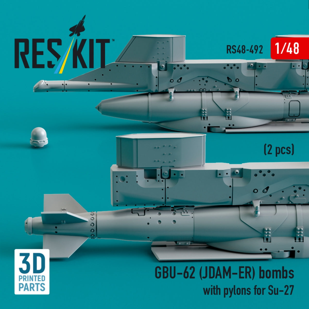 RESKIT RS48-0492 Bombes GBU-62 (JDAM-ER) avec pylônes pour Su-27 « Flanker » (2 pièces) (Impression 3D) 1/48 – image 3