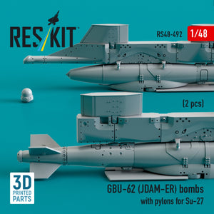 RESKIT RS48-0492 Bombes GBU-62 (JDAM-ER) avec pylônes pour Su-27 « Flanker » (2 pièces) (Impression 3D) 1/48 – image 3